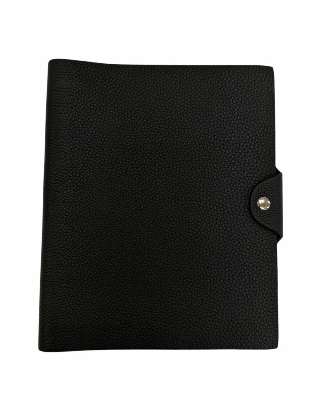 Hermes Ulysse MM Togo Silver Sellier Notebook Cover Agenda Black Stamp